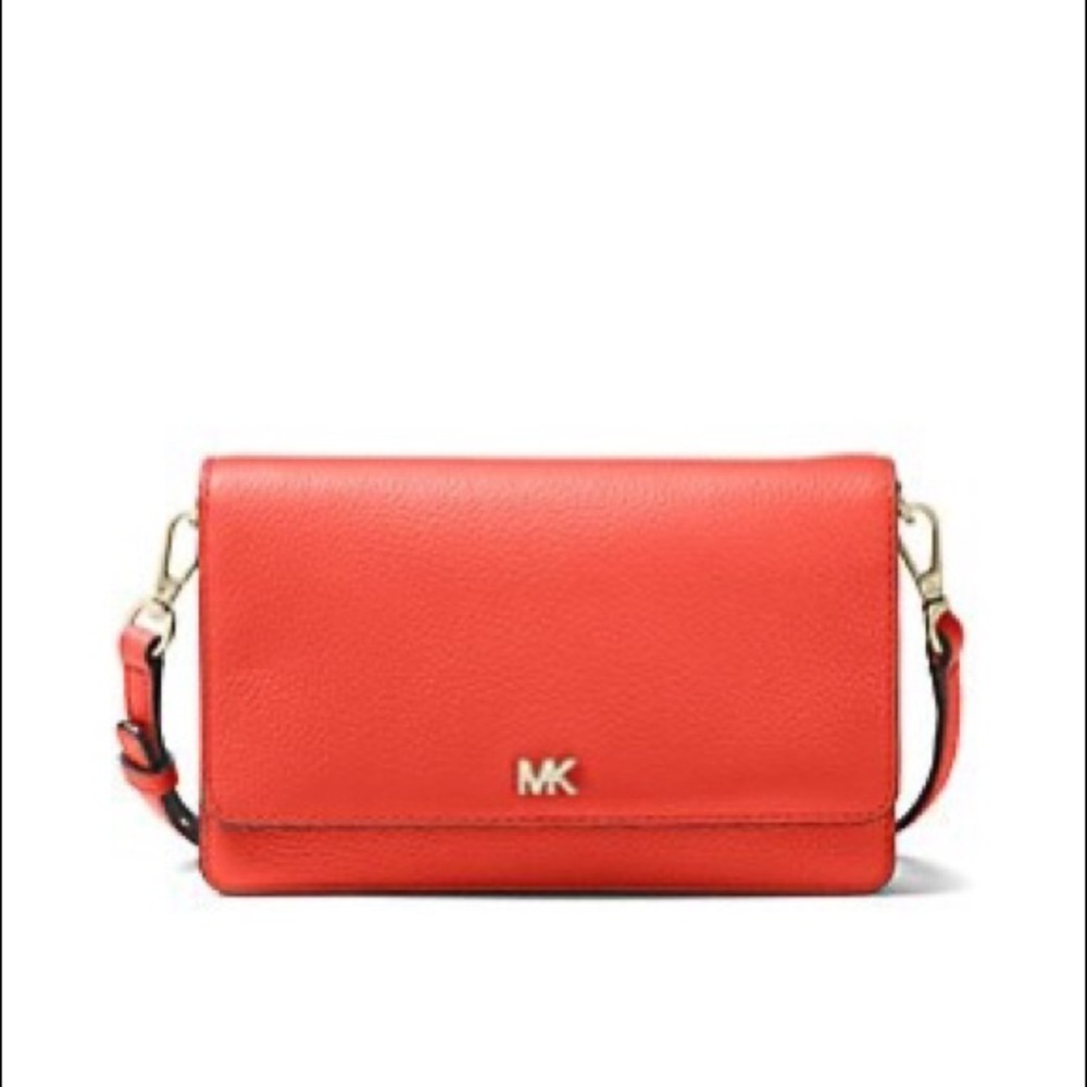 ❤️MK Phone Crossbody Wallet Sea Coral Leather